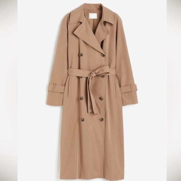 H&M Jackets & Blazers - H&M Double Breasted Trench Coat Oversized Sz Small Beige Color